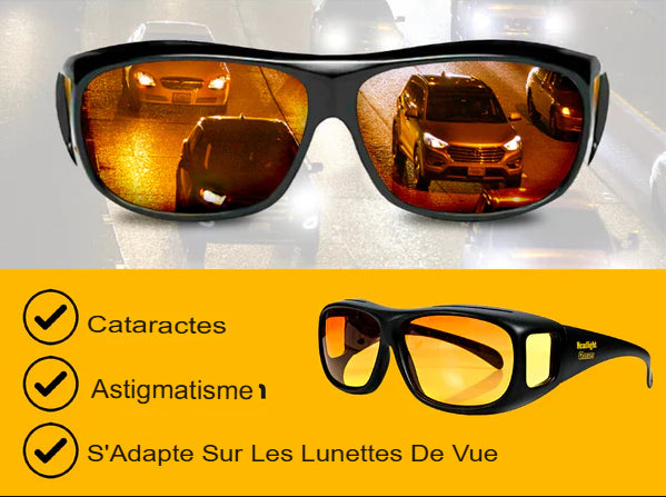 Lunettes frontales avec LED polarisée anti-éblouissement - Conduisez de nuit en toute sécurité et avec clarté